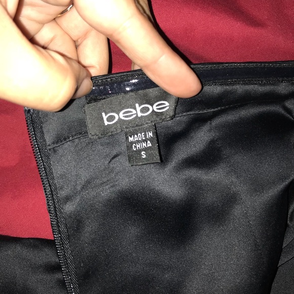 Bebe Sweetheart Strapless Black Feather Dress - Picture 3 of 4